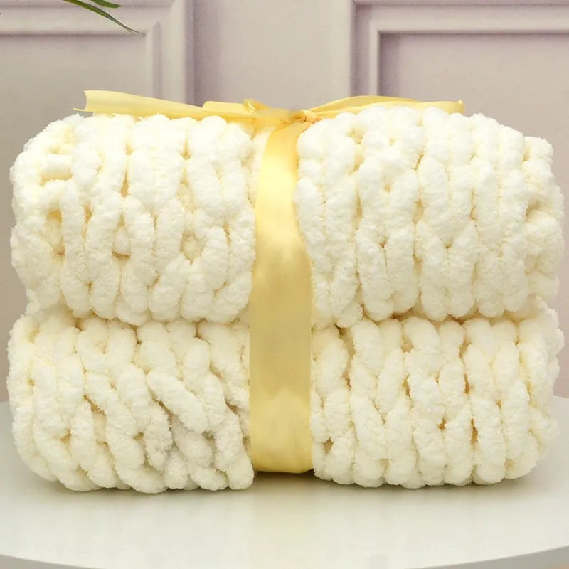 Hand-Knitted Chunky Blanket — Ultra-Soft Wool Blend Throw