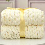 Hand-Knitted Chunky Blanket — Ultra-Soft Wool Blend Throw