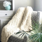 Hand-Knitted Chunky Blanket — Ultra-Soft Wool Blend Throw