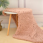 Hand-Knitted Chunky Blanket — Ultra-Soft Wool Blend Throw