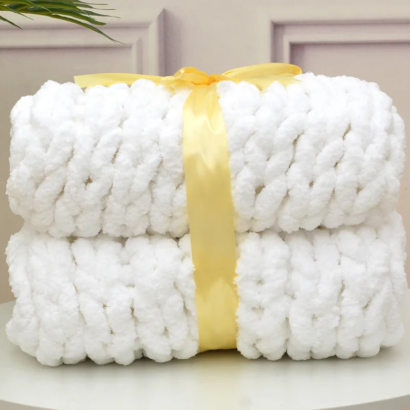 Hand-Knitted Chunky Blanket — Ultra-Soft Wool Blend Throw
