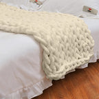 Hand-Knitted Chunky Blanket — Ultra-Soft Wool Blend Throw