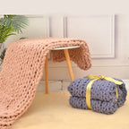 Hand-Knitted Chunky Blanket — Ultra-Soft Wool Blend Throw
