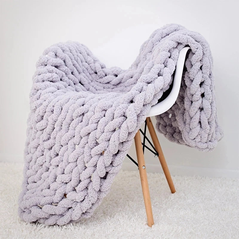 Hand-Knitted Chunky Blanket — Ultra-Soft Wool Blend Throw