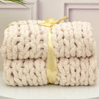 Hand-Knitted Chunky Blanket — Ultra-Soft Wool Blend Throw
