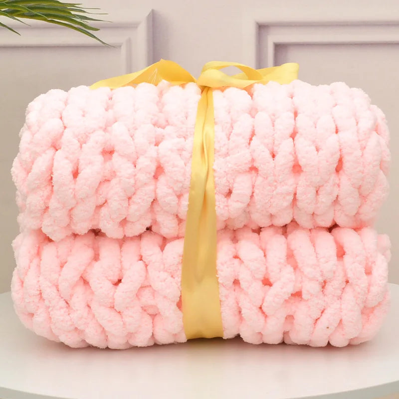 Hand-Knitted Chunky Blanket — Ultra-Soft Wool Blend Throw