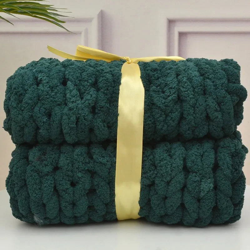 Hand-Knitted Chunky Blanket — Ultra-Soft Wool Blend Throw