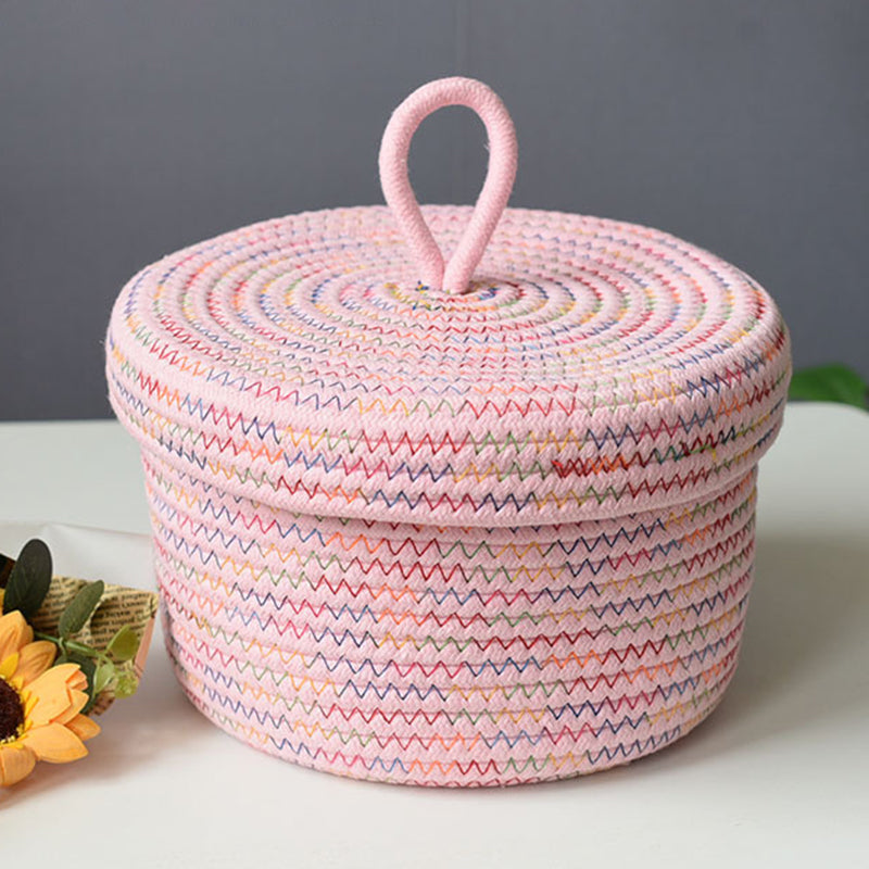 Nordic Rope Storage Basket with Lid — Calm & Clutter-Free Storage