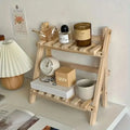 Two-Tier Wooden Organizer Shelf — Bathroom Counter Display