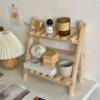 Two-Tier Wooden Organizer Shelf — Bathroom Counter Display