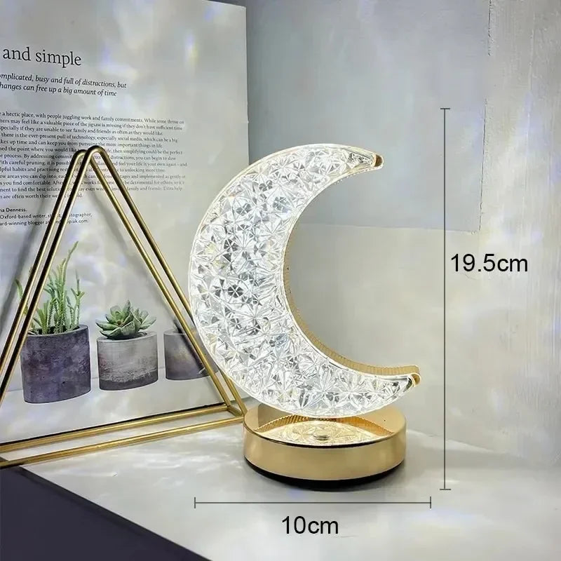 Crystal Moon Touch Lamp — Soft Dimming Night Light