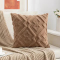 Velvet Jacquard Pillow Cover — Beige Snowflake Texture