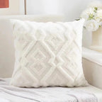 Velvet Jacquard Pillow Cover — Beige Snowflake Texture