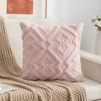 Velvet Jacquard Pillow Cover — Beige Snowflake Texture