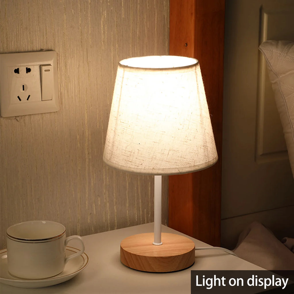 Wooden Cylinder Table Lamp — Soft Warm Bedside Light
