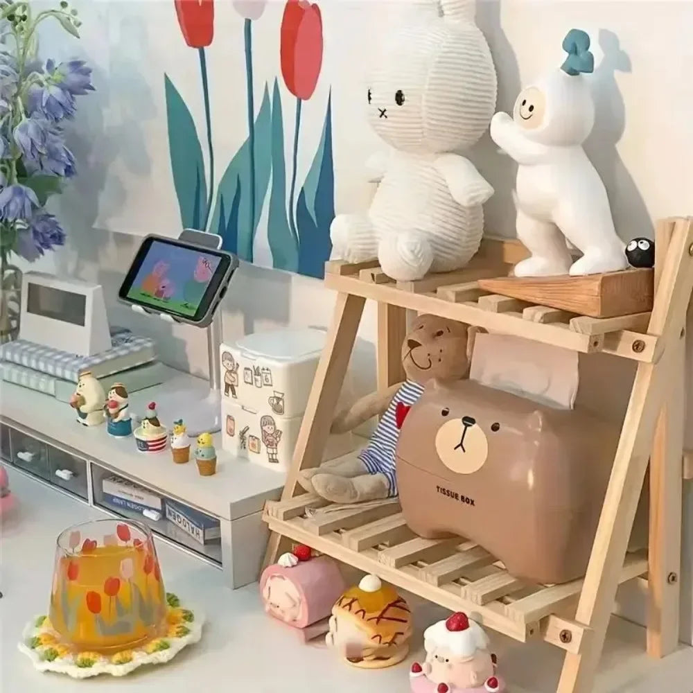 Two-Tier Wooden Organizer Shelf — Bathroom Counter Display