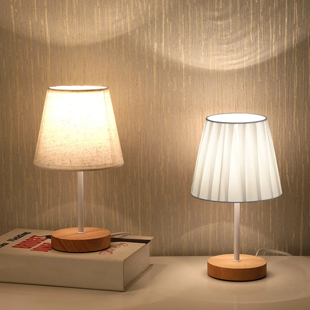 Wooden Cylinder Table Lamp — Soft Warm Bedside Light