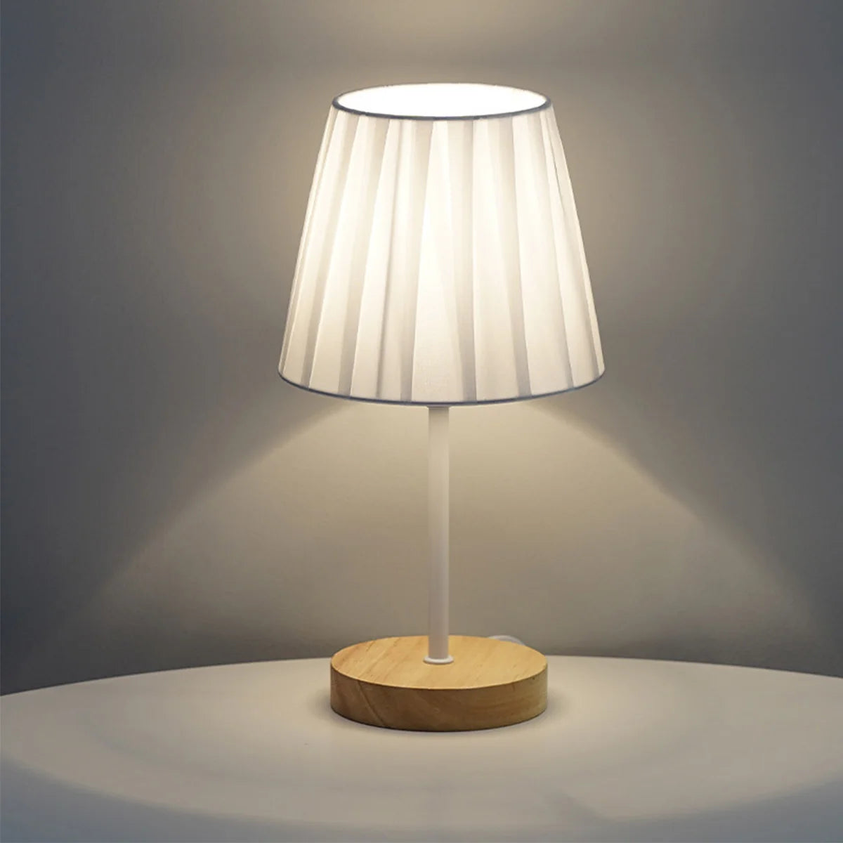 Wooden Cylinder Table Lamp — Soft Warm Bedside Light