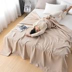 Waffle Cotton Bed Throw — Lightweight Comfort Blanket