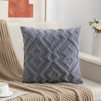 Velvet Jacquard Pillow Cover — Beige Snowflake Texture
