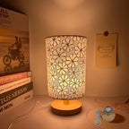Soft Linen Lampshade Table Lamp — Wooden Base Warm Light