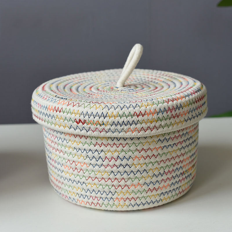 Nordic Rope Storage Basket with Lid — Calm & Clutter-Free Storage