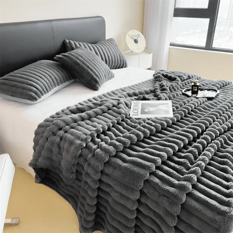 Striped Cotton Blanket — Thick Multi-Use Cozy Cover