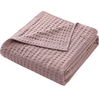 Waffle Cotton Bed Throw — Lightweight Comfort Blanket