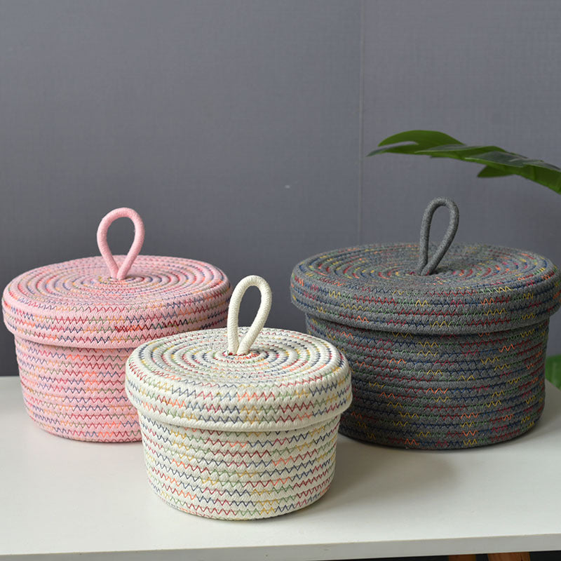 Nordic Rope Storage Basket with Lid — Calm & Clutter-Free Storage