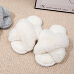 Cozy Crossband Fuzzy Slippers