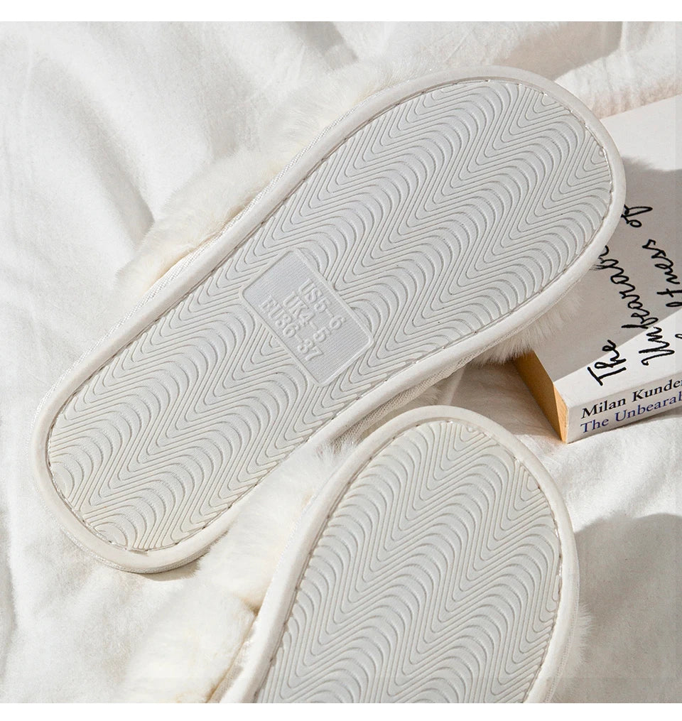 Cozy Crossband Fuzzy Slippers