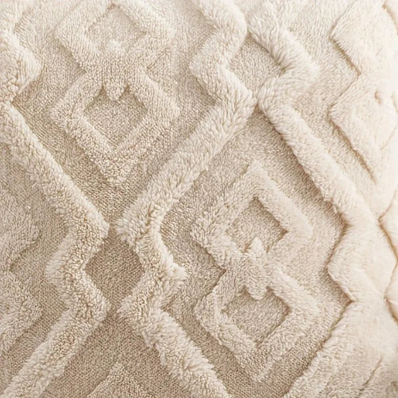 Velvet Jacquard Pillow Cover — Beige Snowflake Texture