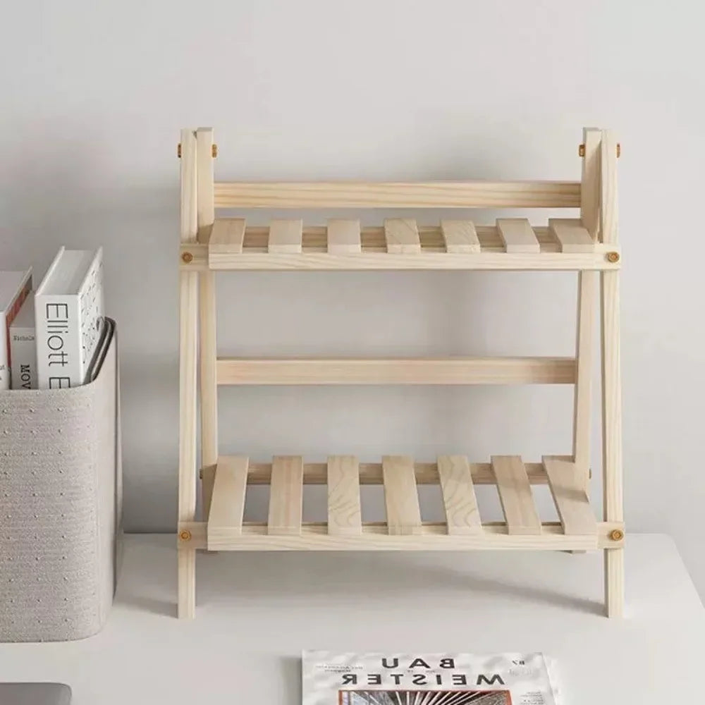 Two-Tier Wooden Organizer Shelf — Bathroom Counter Display