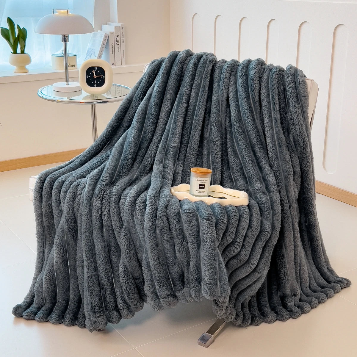 Striped Cotton Blanket — Thick Multi-Use Cozy Cover