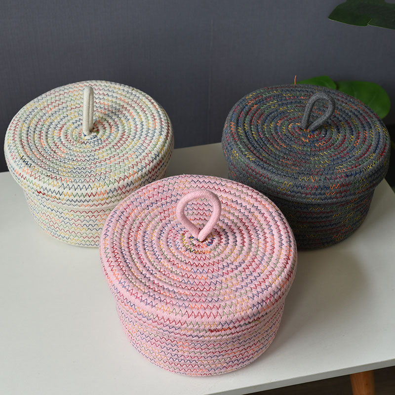 Nordic Rope Storage Basket with Lid — Calm & Clutter-Free Storage