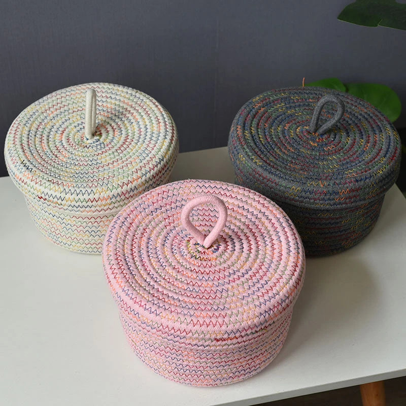 Nordic Rope Storage Basket with Lid — Calm & Clutter-Free Storage