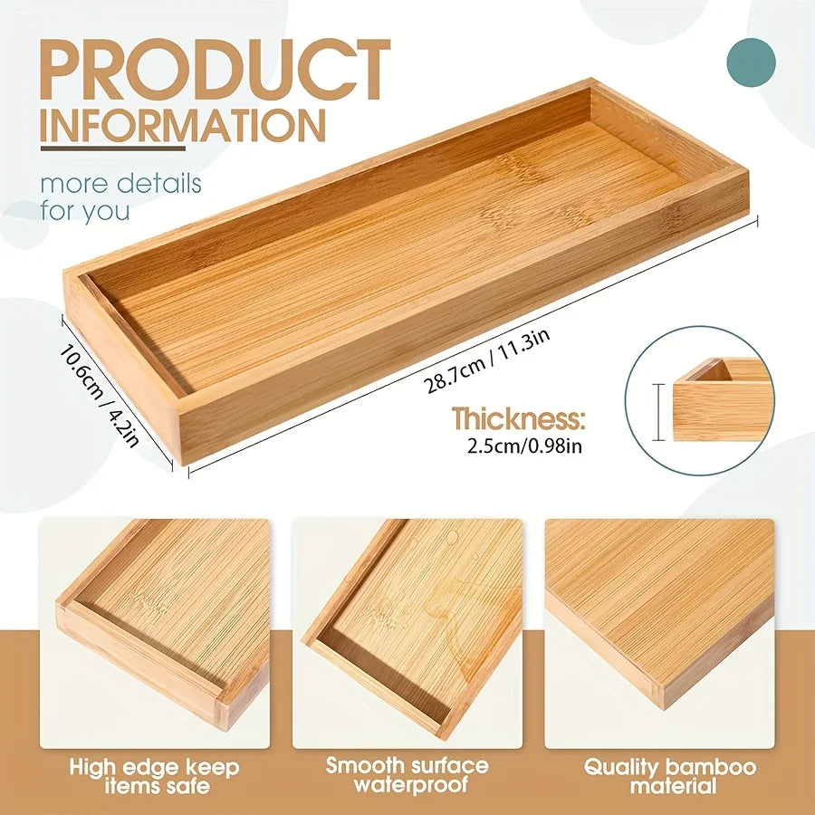 Bamboo Serving & Vanity Tray — Multi-Use Organizer