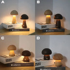 Wooden Mushroom Night Light — Touch-Control Soft Glow