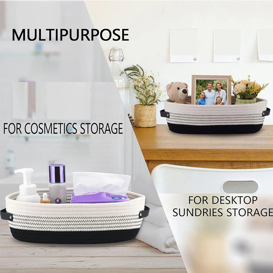 Nordic Cotton Rope Storage Basket — Minimalist Desktop Organizer