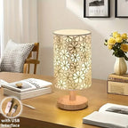 Soft Linen Lampshade Table Lamp — Wooden Base Warm Light